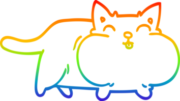 regenbooggradiënt lijntekening cartoon dikke kat png