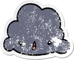 distressed sticker of a cartoon cloud png