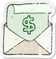 retro distressed sticker of a cartoon payment letter png