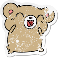 autocollant en détresse dessin animé kawaii hamster mignon png