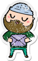 distressed sticker of a cartoon man with beard png