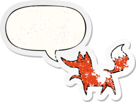 cartoon fox and speech bubble distressed sticker png