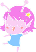 happy alien girl flat color style cartoon png