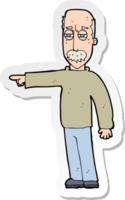 sticker of a cartoon old man gesturing Get Out png