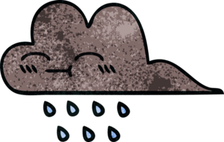 nube de lluvia de tormenta de dibujos animados de textura grunge retro png
