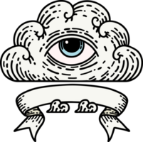 tattoo with banner of an all seeing eye cloud png