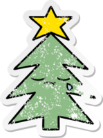 distressed sticker of a cute cartoon christmas tree png