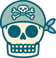 Tattoo-Stil-Ikone eines Piratenschädels png