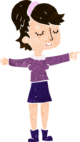 cartoon happy woman pointing png