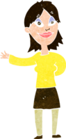 cartoon woman gesturing to show something png