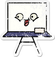 distressed sticker of a cute cartoon white board png