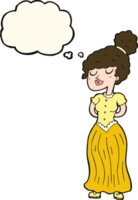 cartoon pretty victorian woman with thought bubble png