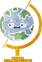 Cartoon-Globus der Welt im Retro-Illustrationsstil png