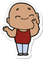 sticker of a cartoon happy bald man png