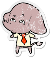 distressed sticker of a cartoon elephant boss remembering png