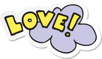 sticker of a cartoon word love png