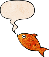 peixe de desenho animado e bolha de fala no estilo de textura retrô png