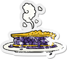 distressed sticker of a cartoon blueberry pie png