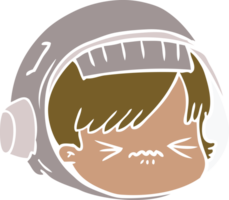 cara de astronauta estresada de dibujos animados de estilo de color plano png