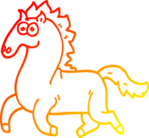 ligne de gradient chaud dessinant un cheval de course de dessin animé png