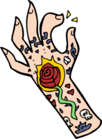 caricatura, tatuaje, mano png