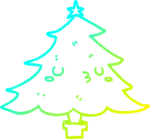 cold gradient line drawing cute cartoon christmas tree png