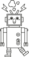 robot de dibujos animados de dibujo lineal png