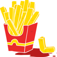 frites de malbouffe de dessin animé de style plat couleur png