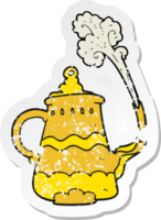 retro distressed sticker of a cartoon fancy coffee pot png