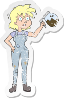 retro distressed sticker of a too much coffee cartoon png