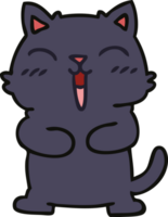 eigenzinnige handgetekende cartoon zwarte kat png