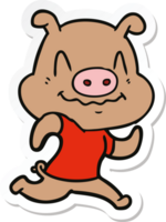 sticker of a nervous cartoon pig png