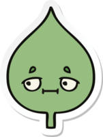 pegatina de una linda hoja expresiva de dibujos animados png