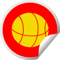 pelota de baloncesto de dibujos animados de pegatina de pelado circular png