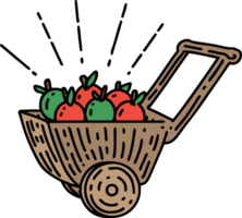 traditional tattoo style wagon of apples png