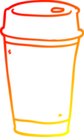xícara de café de desenho animado de desenho de linha de gradiente quente png