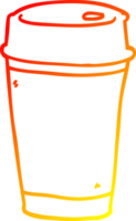 warm gradient line drawing cartoon coffee cup png