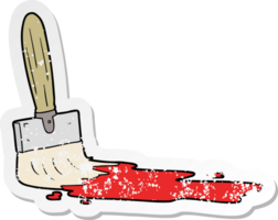 distressed sticker of a cartoon paint brush png