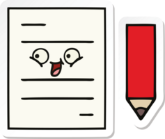 sticker of a cute cartoon test paper png