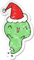 christmas distressed sticker cartoon of kawaii ghost png