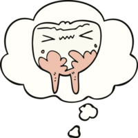 cartoon bad tooth and thought bubble png
