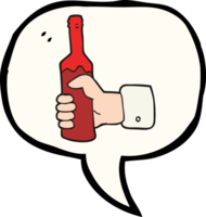 toespraak bubbel tekenfilm hand- Holding fles van wijn png