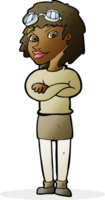 cartoon woman with crossed arms and safety goggles png