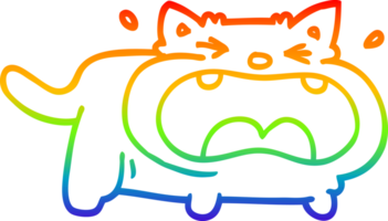 rainbow gradient line drawing cartoon fat cat png