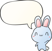 cute cartoon rabbit waving and speech bubble in smooth gradient style png