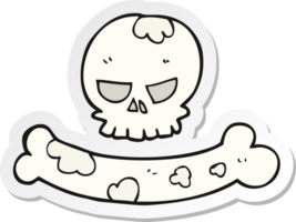 pegatina de un símbolo de cráneo y hueso de dibujos animados png