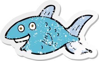 retro distressed sticker of a cartoon fish png