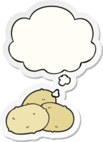 cartoon potatoes and thought bubble as a printed sticker png