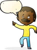 dessin animé, homme, à, moustache, pointage, à, bulle discours png