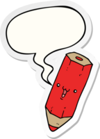 happy cartoon potlood en tekstballon sticker png